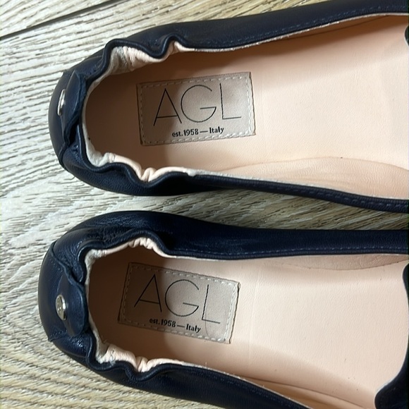 AGL Sheryl Moc Moccasin in Navy Blue Leather Loafers Size 37/7 - Picture 3 of 11
